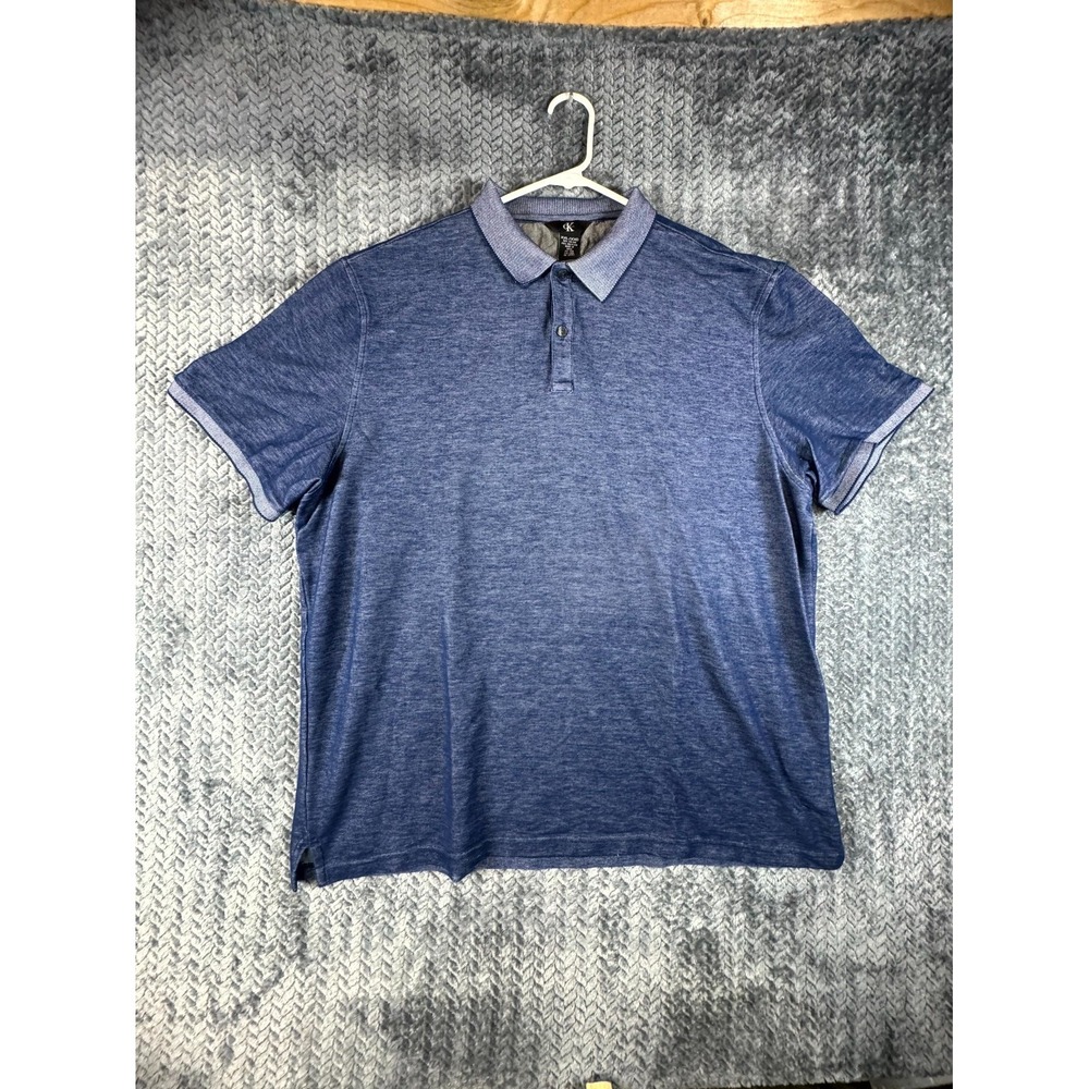 Calvin Klein Polo Shirt Men 2XL Heather Blue Cotton Performance Tennis Outdoor‎